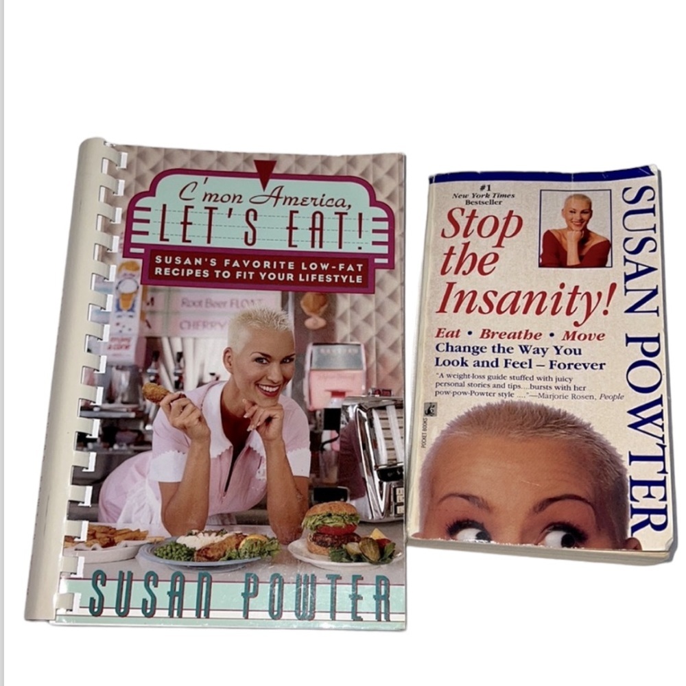 STOP THE INSANITY BOOK AND C’MON AMERICA LETS EAT COOKBOOK BY SUSAN POWTER